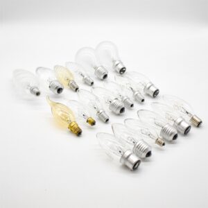 Classic C32 C35 Chandelier Incandescent Candle Bulb Clear Bullet Tip & Bent Flame Tip Replacement Lamps